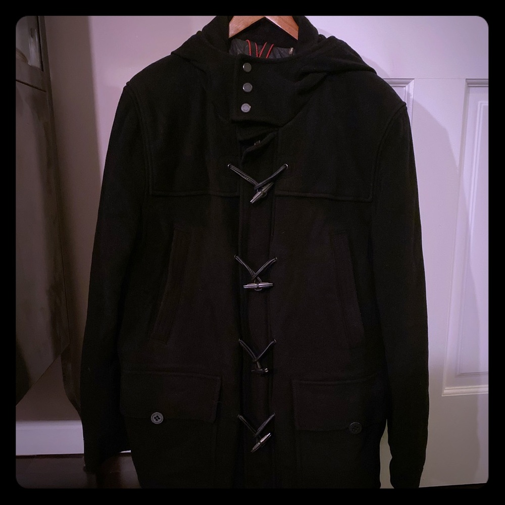 Andrew Marc Black Cashmere/Wool Toggle Coat Mens L
